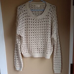 a.Ren Linen Blend With Cream Open  Knit Sweater Size S